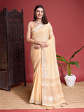 Cream Linen Saree With Blouse Piece