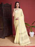 Yellow Linen Saree With Blouse Piece