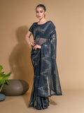 Black Georgette Sequins Embroidered Designer Saree with Blouse