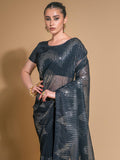 Black Georgette Sequins Embroidered Designer Saree with Blouse