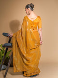 Mustard Georgette Sequins Embroidered Designer Saree with Blouse