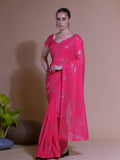 Pink Georgette Sequins Embroidered Designer Saree with Blouse