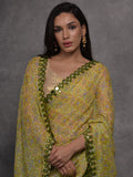 Mehendi Chiffon Mirror Work Designer Saree with Blouse