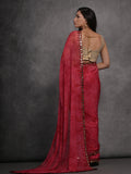 Pink Chiffon Print with Mirror Work Designer Saree with Blouse