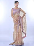 Purple Net Sequins Embroidered Designer Saree with Blouse