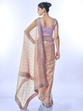 Purple Net Sequins Embroidered Designer Saree with Blouse