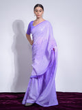 Violet Georgette Sequins Embroidered Designer Saree with Blouse