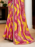 Multicolor Chinon Bandhani Print with Embroidered Saree with Blouse