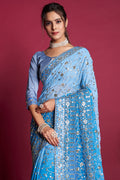 Sky Blue Georgette Saree