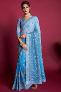 Sky Blue Georgette Saree