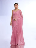 Pink Organza silk Saree With Blouse Piece