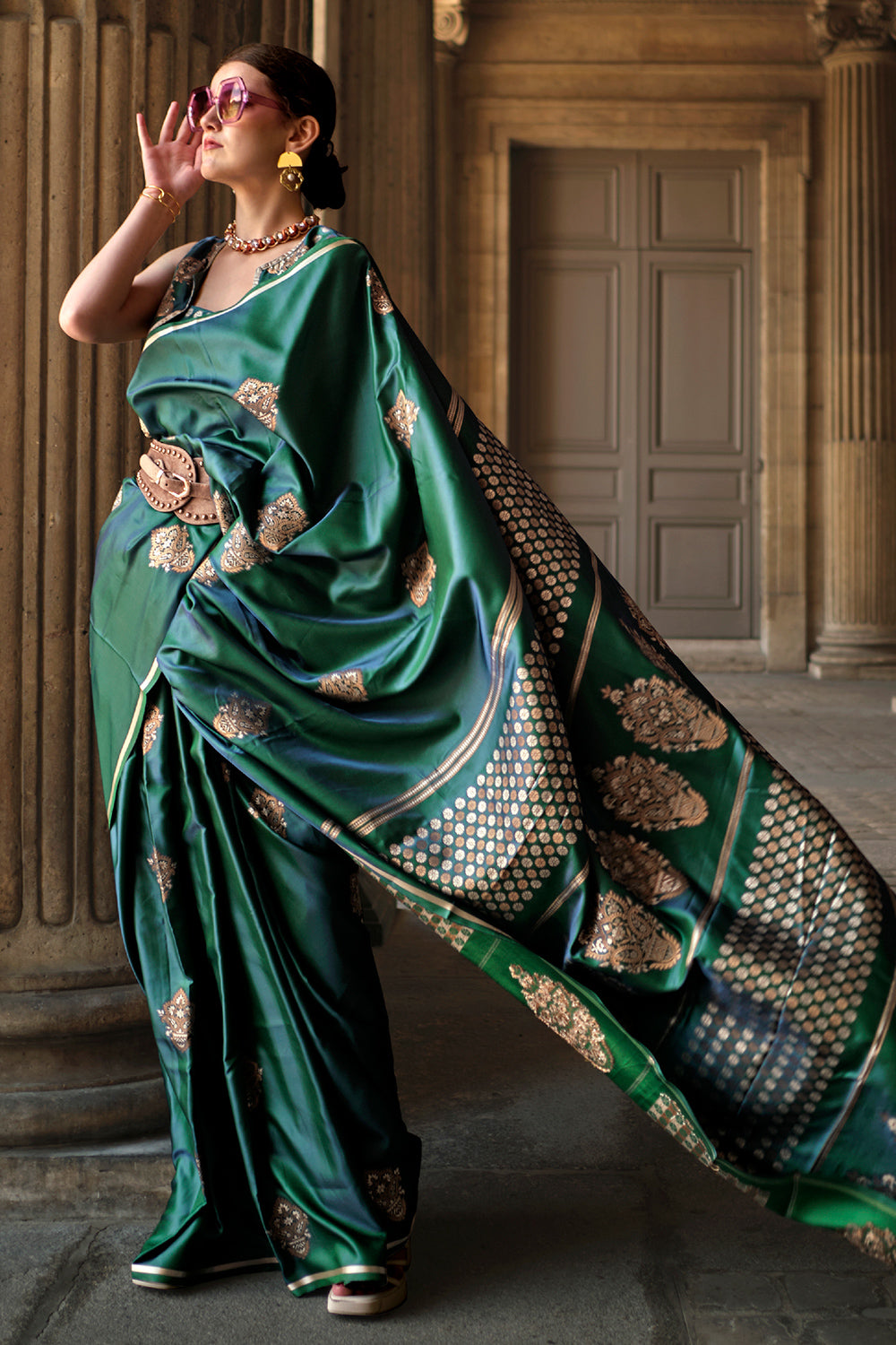 Green Wedding Wear Pure Banarasi Silk Saree, With Blouse Piece at Rs 3880  in Mumbai