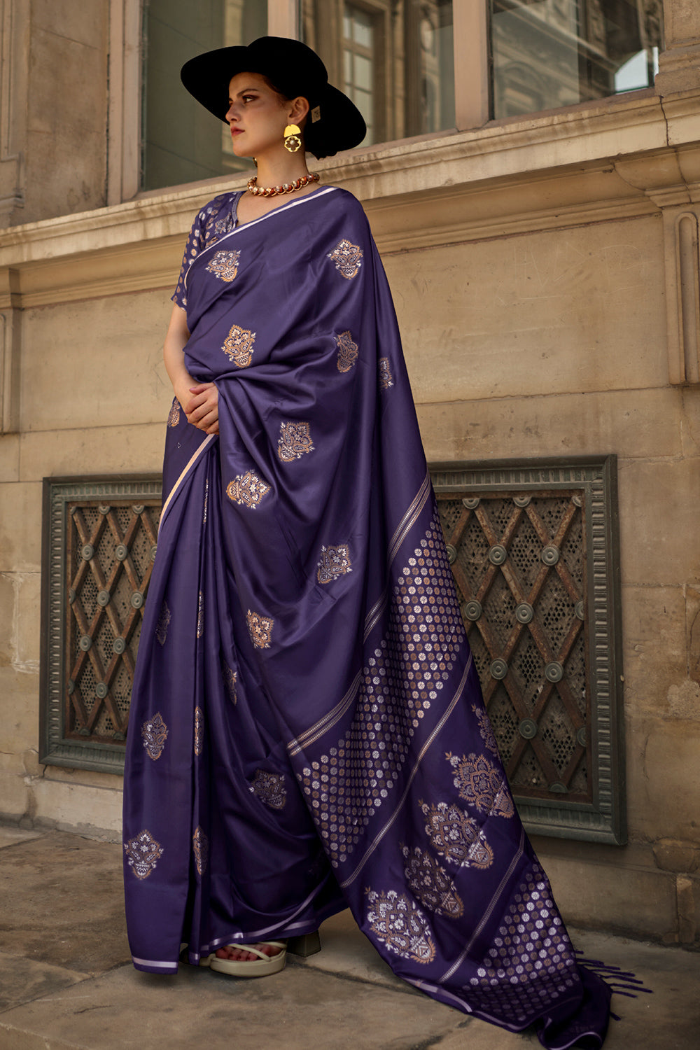 Midnight Blue Satin Saree – Swtantra | Satin saree, Party wear sarees, Blue  saree