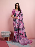 Purple Silk Blend Party Wear Saree With Blouse Piece