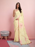 Yellow Silk Blend Party Wear Saree With Blouse Piece