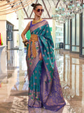 Teal Blue Banarasi Saree