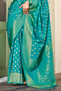 Teal Green Chiffon Saree