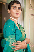 Teal Green Chiffon Saree