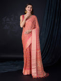 Peach Chiffon Saree With Blouse Piece