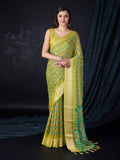 Green Chiffon Saree With Blouse Piece