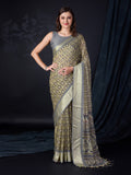 Dark Green Chiffon Saree With Blouse Piece