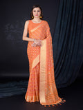 Orange Chiffon Saree With Blouse Piece