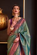 Green Silk Saree With Blouse Piece