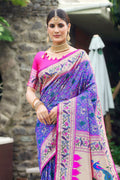 Purple Paithani Patola Silk Saree With Blouse Piece