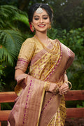 Beige And Brown Kanjivaram Saree