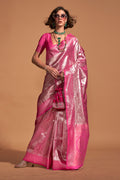 Pink Silk Saree With Blouse Piece