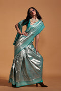 Bottel Green Silk Saree With Blouse Piece