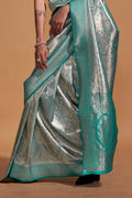 Bottel Green Silk Saree With Blouse Piece