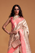 Cream Silk Saree With Blouse Piece