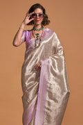 Grey Silk Saree With Blouse Piece