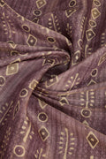 Brown Silk Ethnic Motifs Printed Zari Saree