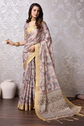 Cream Silk Saree With Blouse Piece