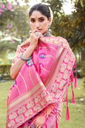 Pink Silk Saree With Blouse Piece