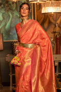 Cantaloupe Orange Kanjivaram Saree