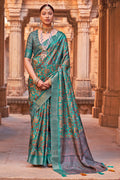 Peacock Green Digital Print Saree