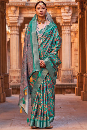 Peacock Green Digital Print Saree