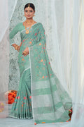 Mint Green Linen Saree