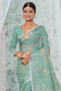 Mint Green Linen Saree