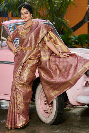 Dusky Brown Kanjivaram Saree