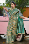 Pine Green Kanjivaram Saree