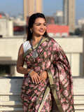 Pink Tussar Silk Saree With Blouse Piece