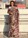 Pink Tussar Silk Saree With Blouse Piece