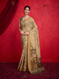 Beige Poly Silk Festival Saree With Blouse Piece