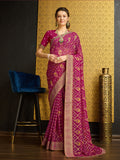 Pink Georgette Daily Wear Saree With Blouse Piece