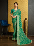 Green Georgette Daily Wear Saree With Blouse Piece