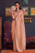 Orange Katan Habutai Silk Saree With Blouse Piece